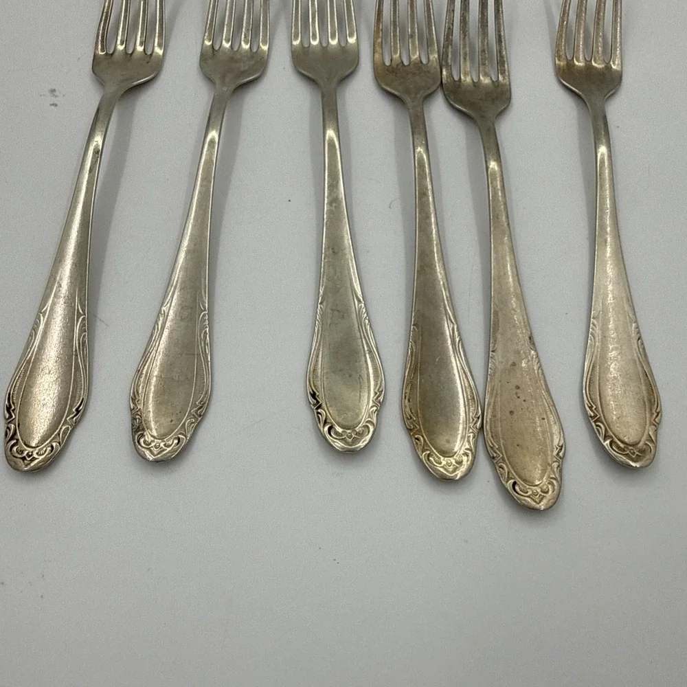 Set Of Six German Vintage Silvia Silver plated Forks Rococo Style